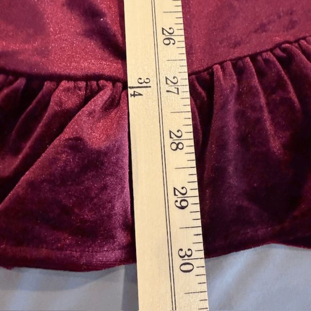 Privacy Please Riley Burgundy Maroon Velvet Ruffle Hem Mini Dress Size Small - Picture 13 of 14